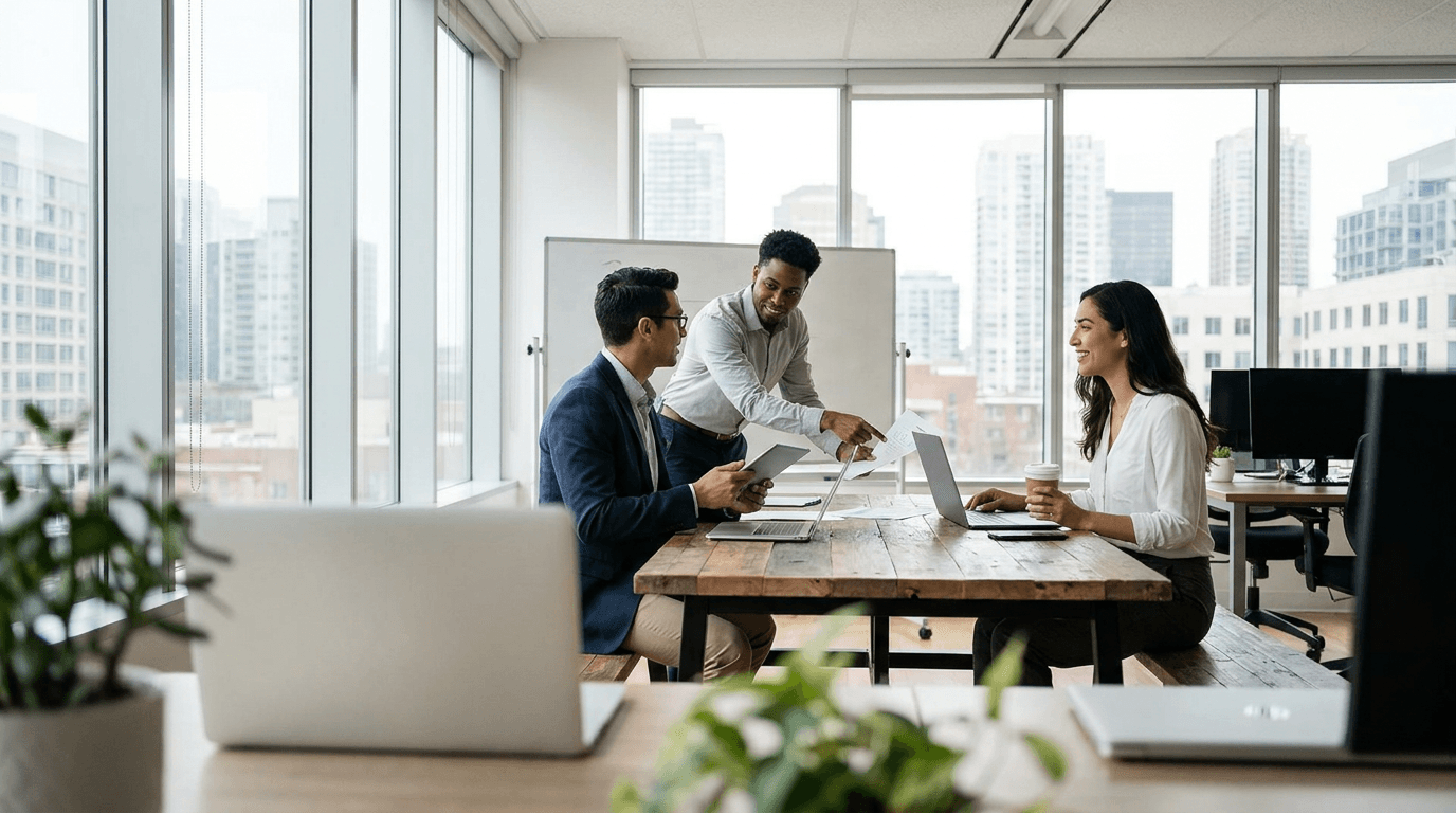 Staffing agency team reviewing candidate placements